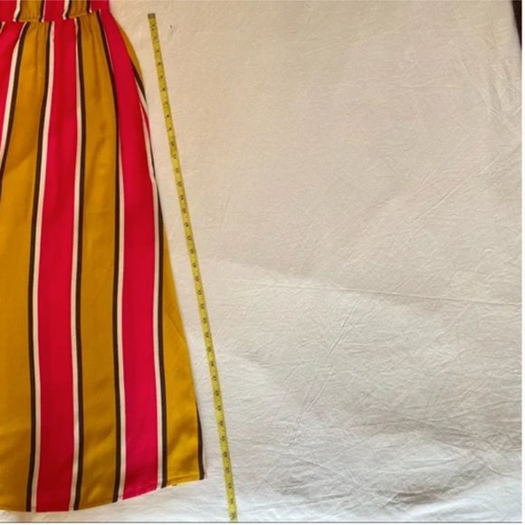 Bold Striped Ruffle Short Sleeve Tie Waist Maxi Multicolor - Size M - Picture 6 of 8